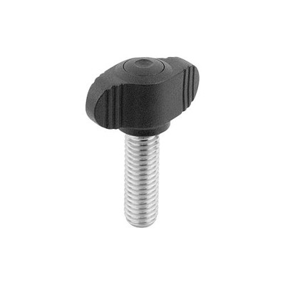 KIPP - FLÜGELGRIFF MINIWING D=M08X25 A=28, H=15, FORM:L MIT AUßENGEWINDE, THERMOPLAST SCHWARZGRAU RAL7021,