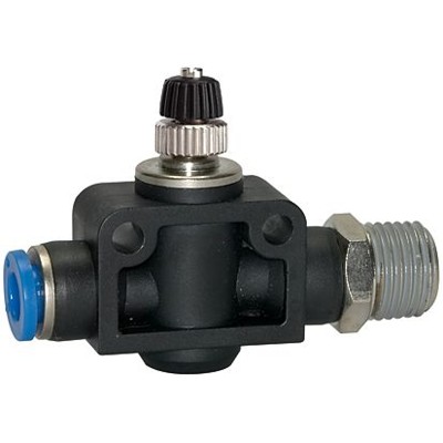RIEGLER® - Drosselrückschlagventil »Blaue Serie«, gerade, R 3/8" außen Ø 10mm